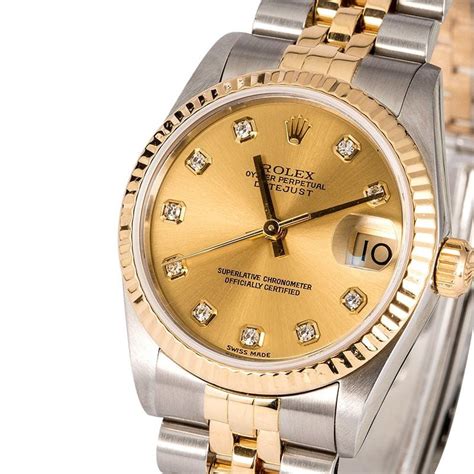 rolex datejust 68273 midsize steel and 18k gold jubilee|rolex diamond dial.